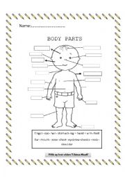 English Worksheet: (body parts) worksheet