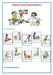 English Worksheet: SHARING FAMILY RESPONSIBILITIES