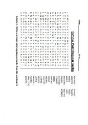 Regular past verbs word search and writing activiry