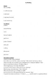 English Worksheet: On Holiday - Worksheet and Discussion Questions