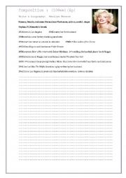 English Worksheet: Writing. A biography : Marilyn Monroe