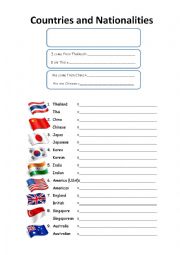 English Worksheet: Countries and Nationalities