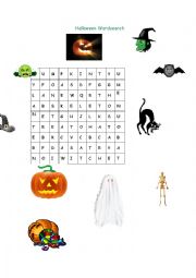 English Worksheet: Halloween Wordsearch