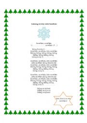 English Worksheet: Little Snowflake Song