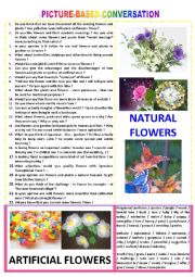 English Worksheet: Picture-based conversation : topic 84 - Natural flowers vs artificial ones.