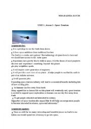 English Worksheet: SPACE TOURISM