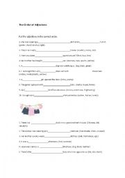 English Worksheet: The order of adjectives