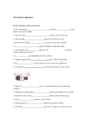English Worksheet: The order of adjectives