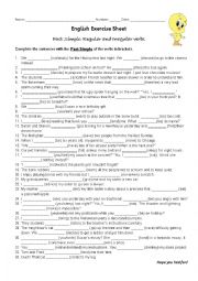 English Worksheet: Past Simple of Regular and Irregular verbs 