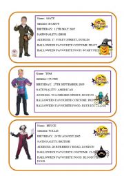 English Worksheet: halloween conversation cards