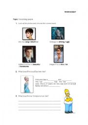 Worksheet to describe people