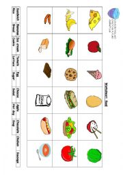 English Worksheet: Food