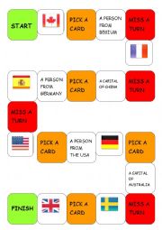 English Worksheet: GAME - coutries, flags, nationalities