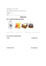 English Worksheet: Snacks
