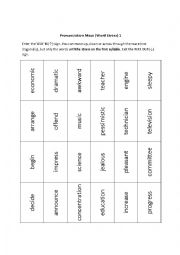 Word Stress - Worksheet