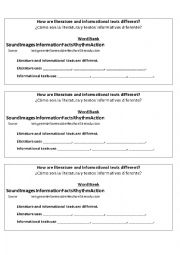 English Worksheet: Notes- Informational Text vs Literary text