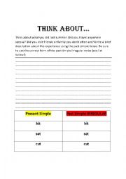 English Worksheet: My summer_Past simple Irregular Verbs