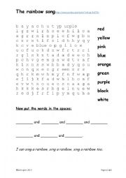 English Worksheet: The Rainbow song