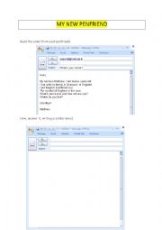 English Worksheet: An email from my new penfriend. 