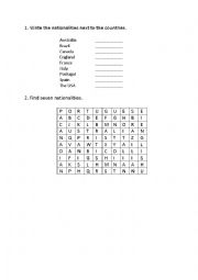 English Worksheet: Countries and Nationalities
