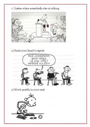 English Worksheet: Classroom rules with a Diary of a Wimpy Kid