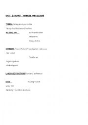 English Worksheet:  topic 2 B1. sport and hobbies