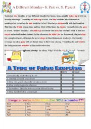 English Worksheet: A Different Day- Simple Present vs Simple Past