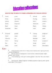 English Worksheet: education collocations