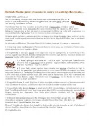 English Worksheet: Reasons to eat chocolate