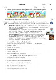 English Worksheet: Places in the city (Liverpool) and prepositions 