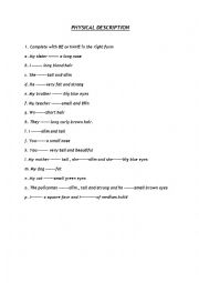 English Worksheet: Physical description
