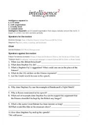 English Worksheet: Stephen Fry about the friezes
