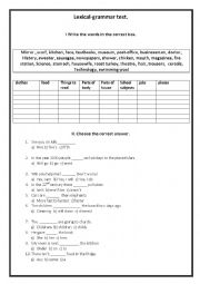 English Worksheet: Lexical-grammar test