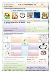 English Worksheet: daily routine 7th f