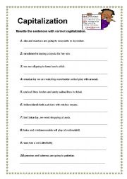 English Worksheet: Capitalization