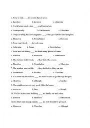 English Worksheet: Transitional Words