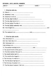 English Worksheet: Dates