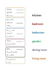English Worksheet: Objects of the house and rooms