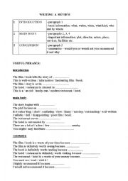English Worksheet: WRITING A REVIEW