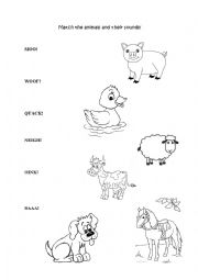 English Worksheet: Animals and their sounds