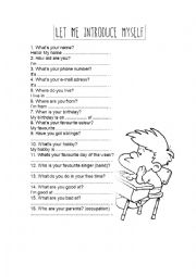 English Worksheet: Let Me Introduce Myself