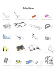 English Worksheet: school things