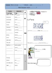 English Worksheet: Origins, countries and nationalities