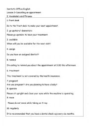 English Worksheet: Dental English-Cancel the appointment