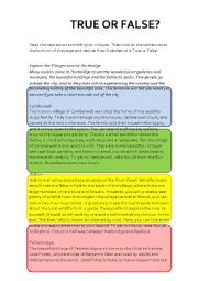 English Worksheet: READING COMPREHENSION - TRUE OR FALSE EXERCISE