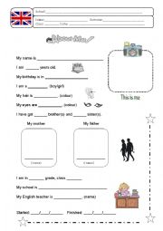 English Worksheet: All about me