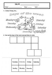 English Worksheet: Days of the week