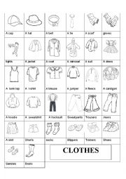 English Worksheet: Clothes pictionary