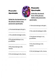 English Worksheet: apostophe