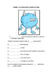 English Worksheet: There is a monster under my bed